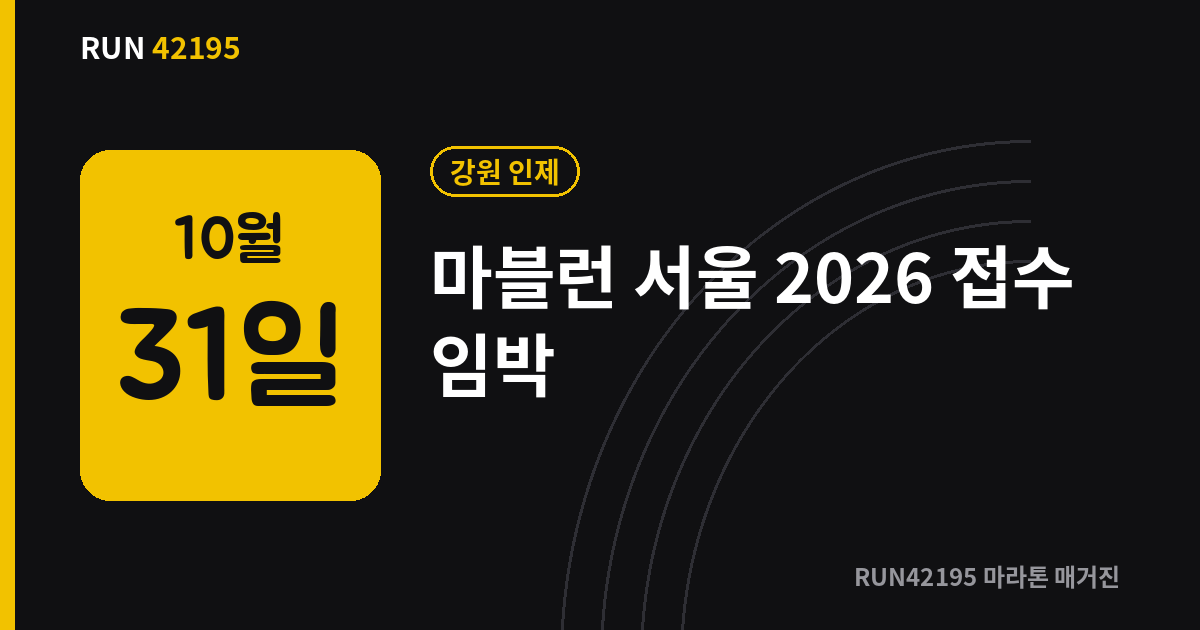 마블런 서울 2026 - 마블런 서울 2026 접수 마감 10월 12일, 코스·참가비 총정리